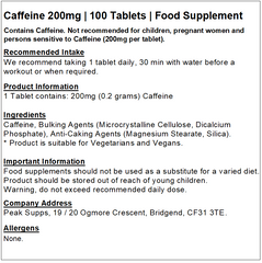 Caffeine Tablets 200mg