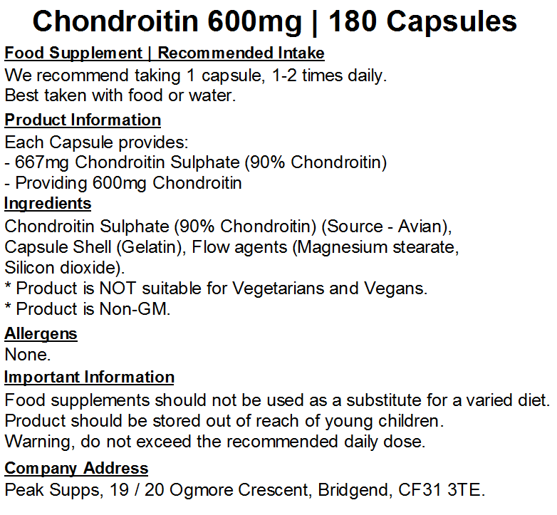 Chondroitin 600mg Capsules