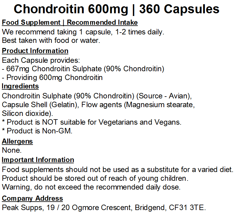 Chondroitin 600mg Capsules