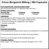 Citrus Bergamot extract 600mg Capsules (40% Polyphenols)