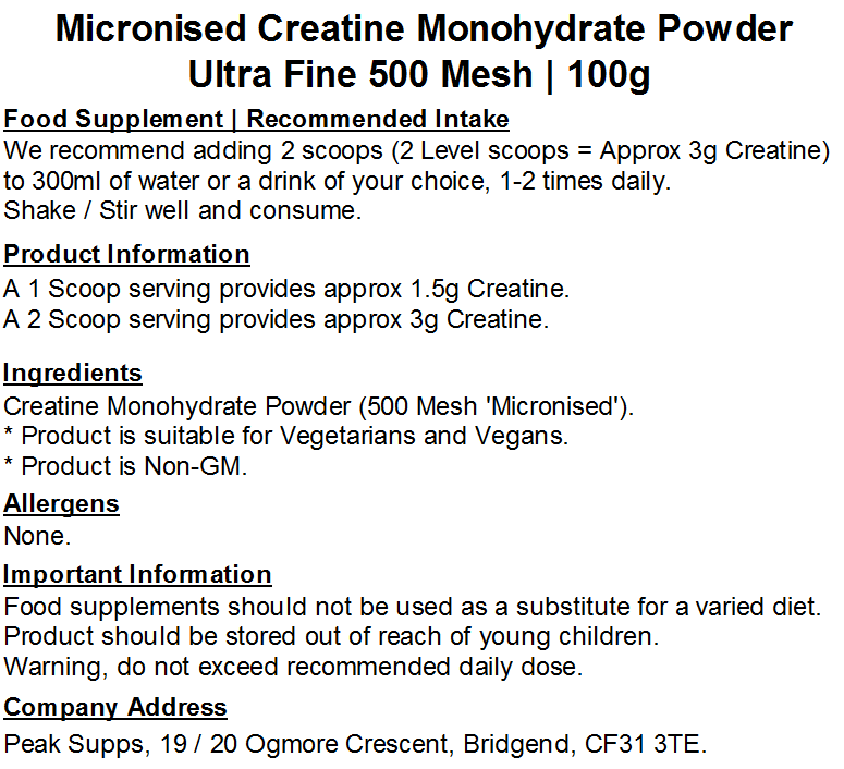 Micronised Creatine Monohydrate Powder | Ultra Fine 500 Mesh | Easy to Mix