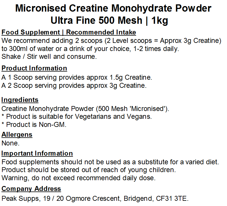 Micronised Creatine Monohydrate Powder | Ultra Fine 500 Mesh | Easy to Mix