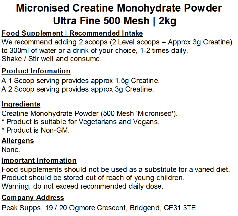Micronised Creatine Monohydrate Powder | Ultra Fine 500 Mesh | Easy to Mix