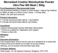 Micronised Creatine Monohydrate Powder | Ultra Fine 500 Mesh | Easy to Mix