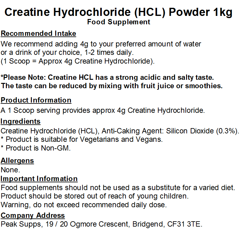 Creatine Hydrochloride (HCL) Powder