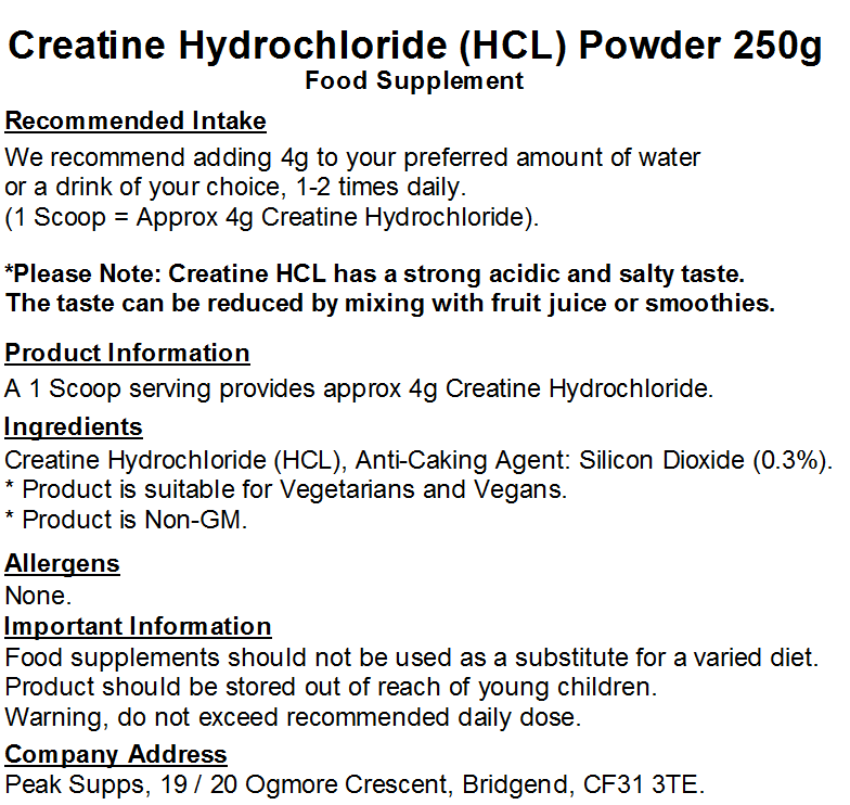 Creatine Hydrochloride (HCL) Powder