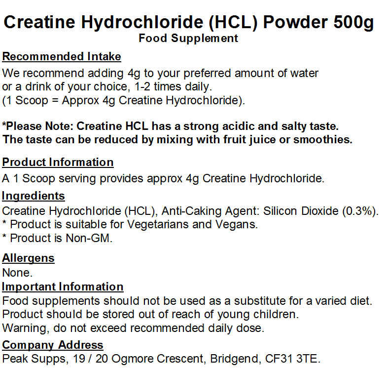 Creatine Hydrochloride (HCL) Powder