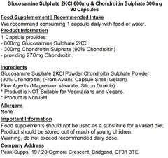 Glucosamine Sulphate 2KCl 600mg and Chondroitin Sulphate 300mg Capsules