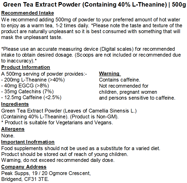 Green Tea Extract Providing 40% L-Theanine Powder