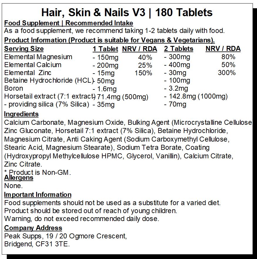 Hair, Skin, Nails Tablets v3