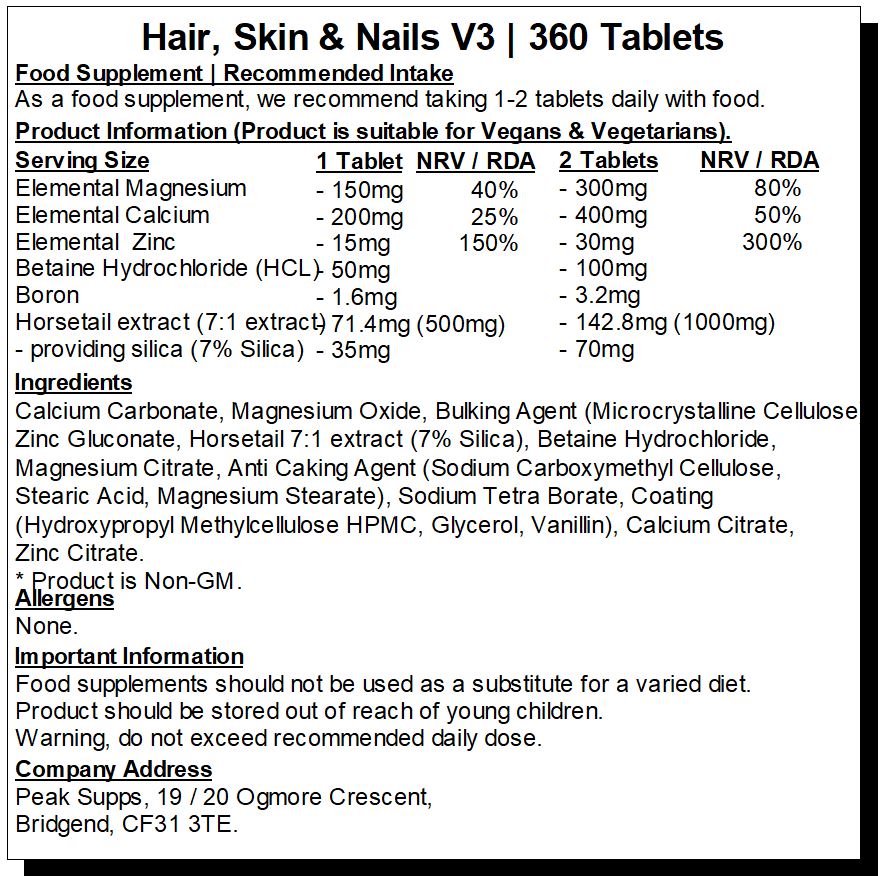 Hair, Skin, Nails Tablets v3