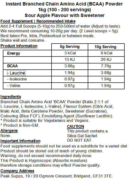 iBCAA Powder 2:1:1 (Instant BCAA) Vegan