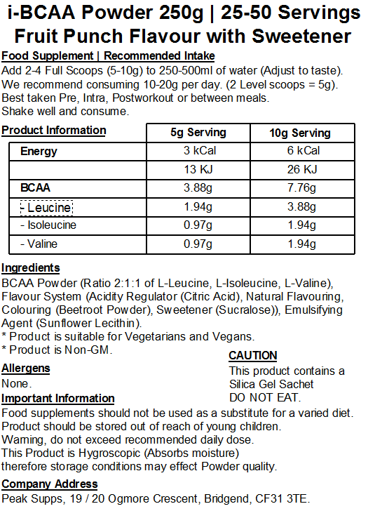 iBCAA Powder 2:1:1 (Instant BCAA) Vegan
