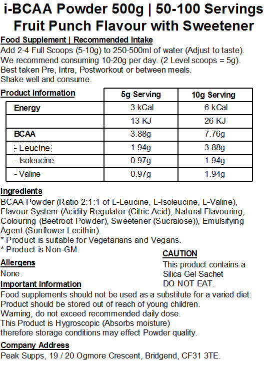 iBCAA Powder 2:1:1 (Instant BCAA) Vegan