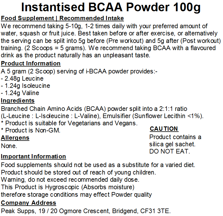 iBCAA Powder 2:1:1 (Instant BCAA) Vegan