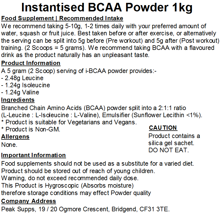 iBCAA Powder 2:1:1 (Instant BCAA) Vegan