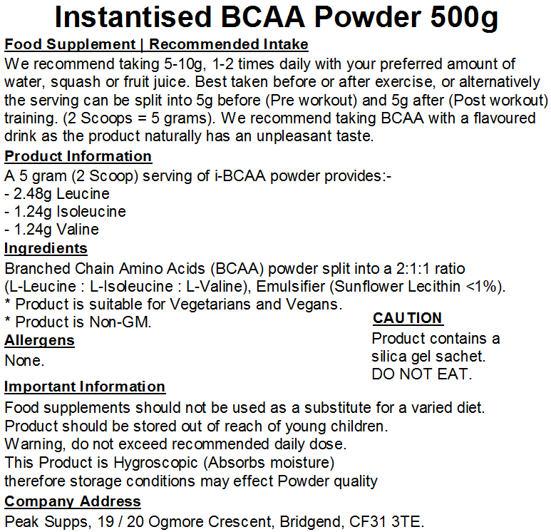 iBCAA Powder 2:1:1 (Instant BCAA) Vegan
