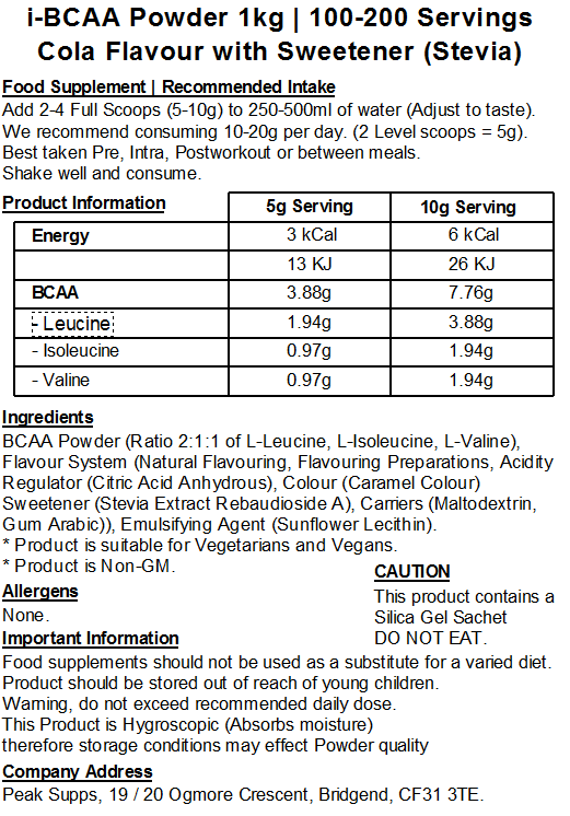 iBCAA Powder 2:1:1 (Instant BCAA) Vegan