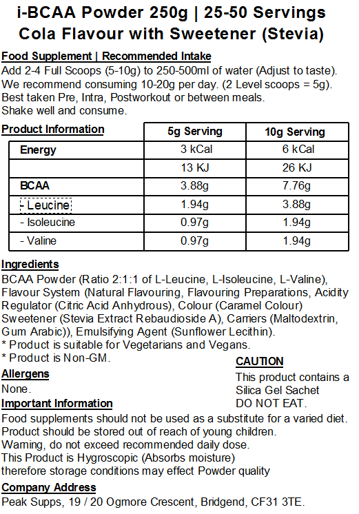iBCAA Powder 2:1:1 (Instant BCAA) Vegan