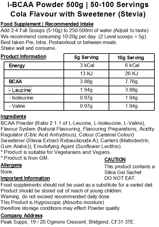 iBCAA Powder 2:1:1 (Instant BCAA) Vegan