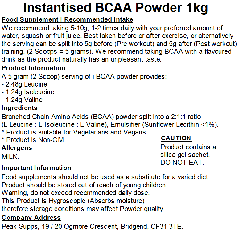 iBCAA Powder 2:1:1 (Instant BCAA) Vegan