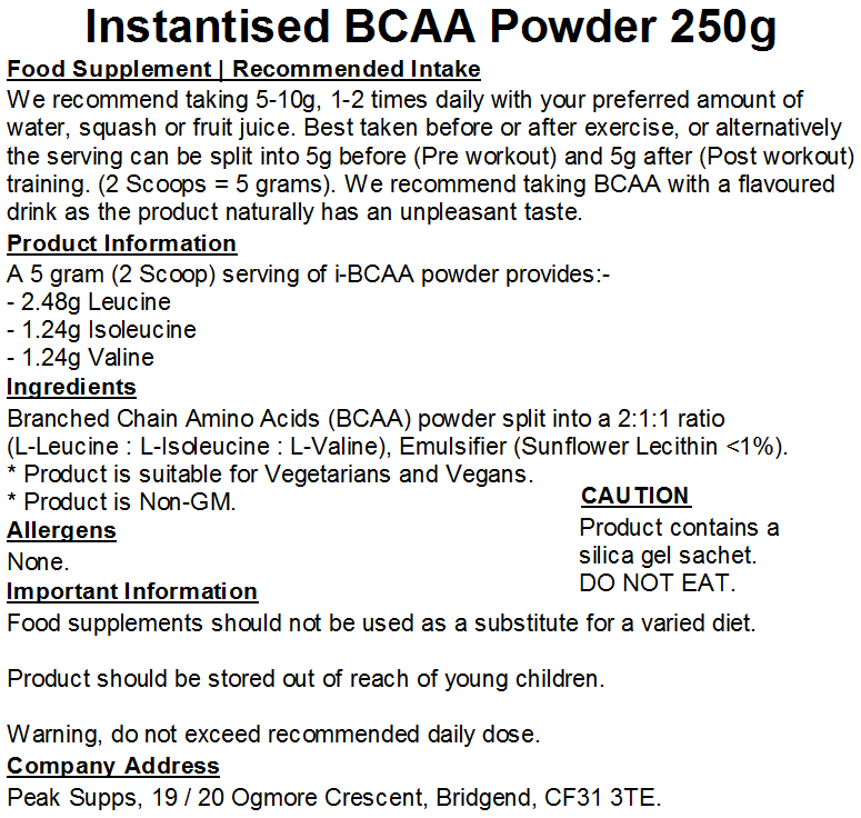 iBCAA Powder 2:1:1 (Instant BCAA) Vegan