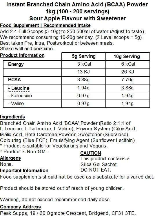 iBCAA Powder 2:1:1 (Instant BCAA) Vegan