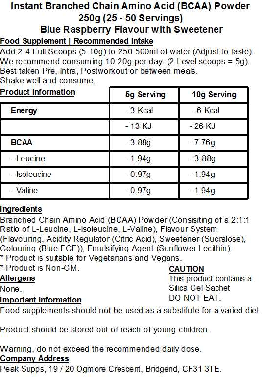 iBCAA Powder 2:1:1 (Instant BCAA) Vegan