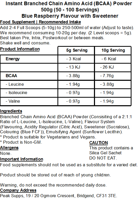 iBCAA Powder 2:1:1 (Instant BCAA) Vegan