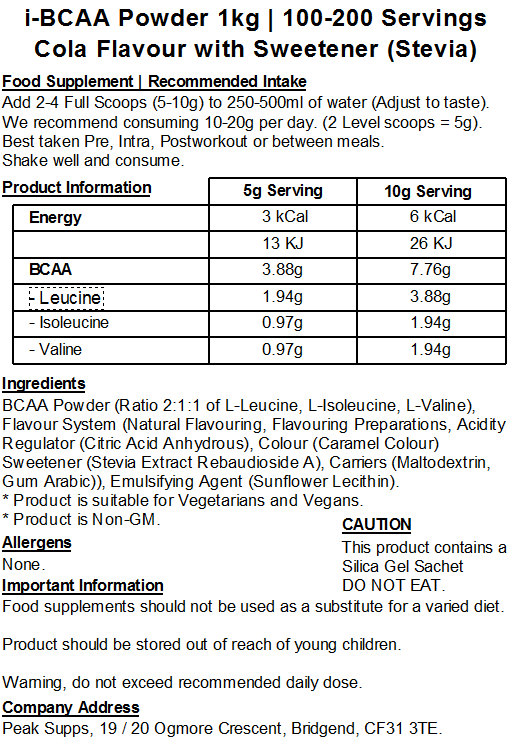 iBCAA Powder 2:1:1 (Instant BCAA) Vegan