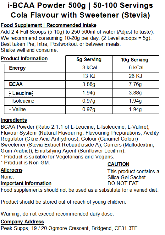 iBCAA Powder 2:1:1 (Instant BCAA) Vegan