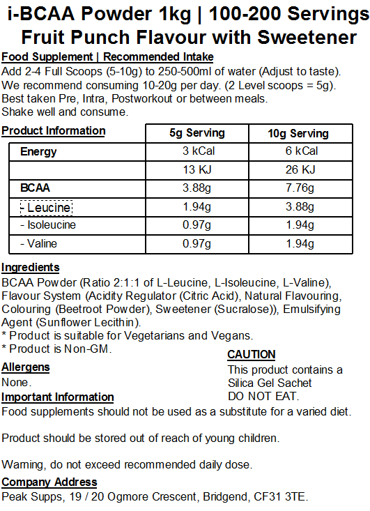 iBCAA Powder 2:1:1 (Instant BCAA) Vegan