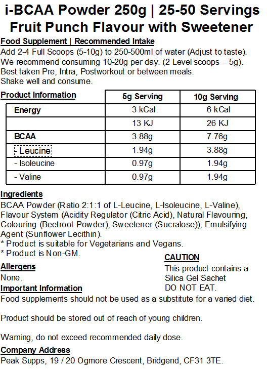 iBCAA Powder 2:1:1 (Instant BCAA) Vegan