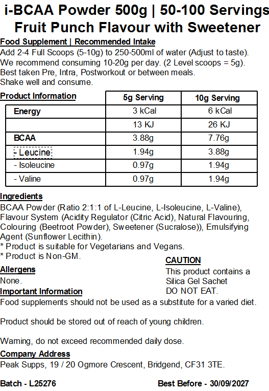 iBCAA Powder 2:1:1 (Instant BCAA) Vegan