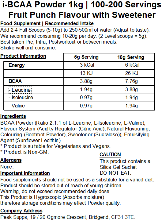 iBCAA Powder 2:1:1 (Instant BCAA) Vegan