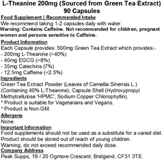 L-Theanine 200mg Capsules (Naturally Sourced from Green Tea Extract)