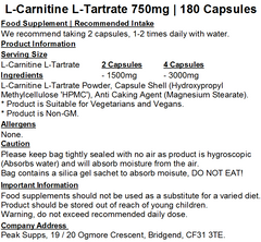 L-Carnitine L-Tartrate Capsules 750mg