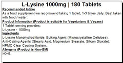 L-Lysine Tablets 1000mg