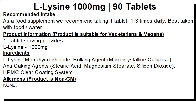 L-Lysine Tablets 1000mg