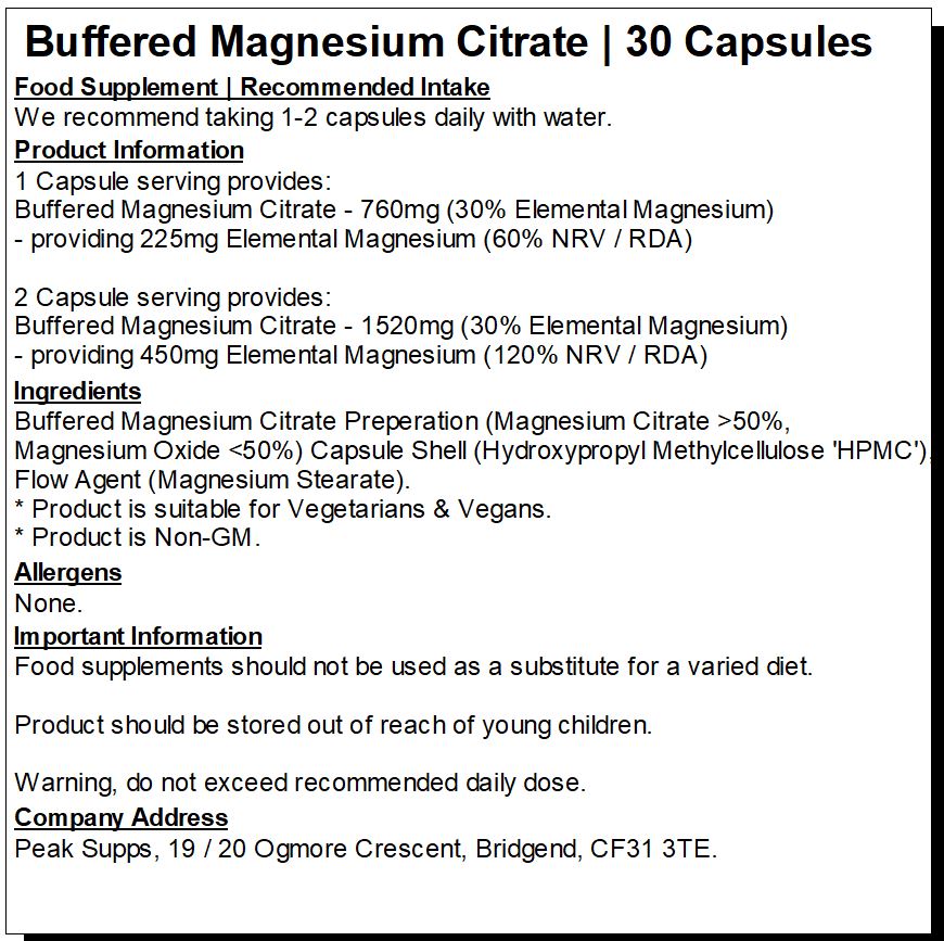 Buffered Magnesium Citrate Capsules