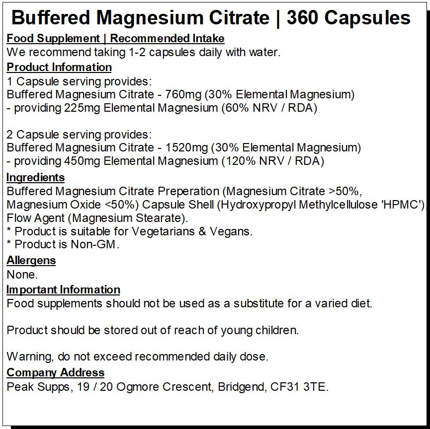 Buffered Magnesium Citrate Capsules