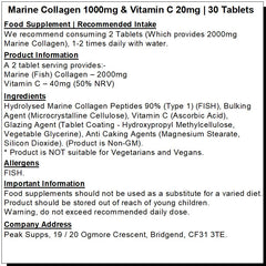 Marine (Fish) Collagen 1000mg with Vitamin C Tablets