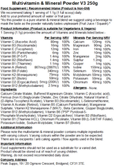 Multivitamins & Minerals Powder V3 – Methylated Vitamins (Folate, B6 ‘P5P’ & B12)