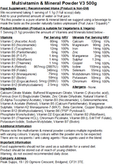 Multivitamins & Minerals Powder V3 – Methylated Vitamins (Folate, B6 ‘P5P’ & B12)