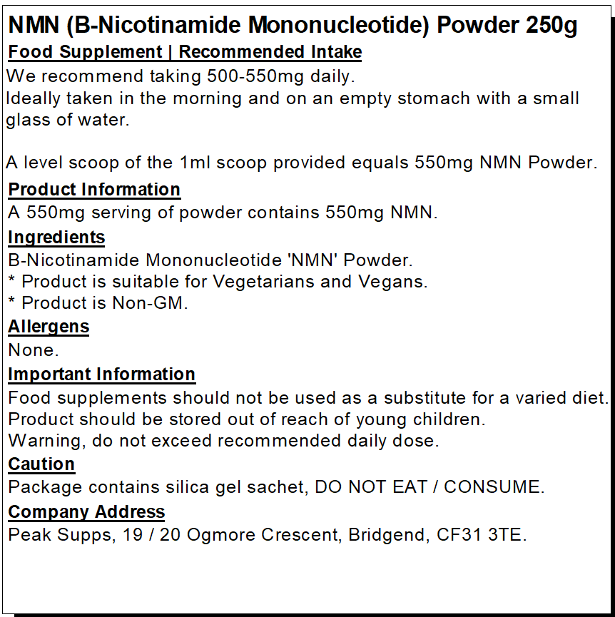 NMN (B-Nicotinamide Mononucleotide) Powder