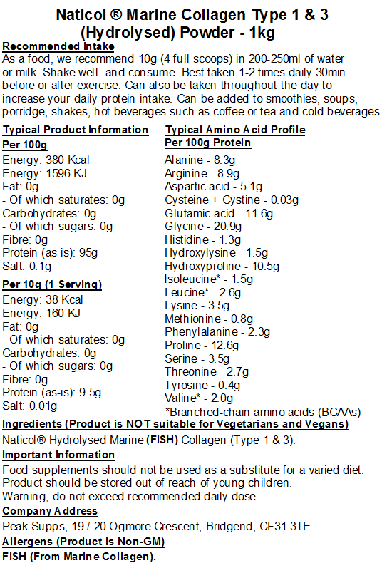 Naticol® Marine Collagen Type 1 & 3  (Hydrolysed) Powder
