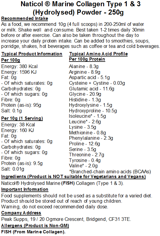 Naticol® Marine Collagen Type 1 & 3  (Hydrolysed) Powder