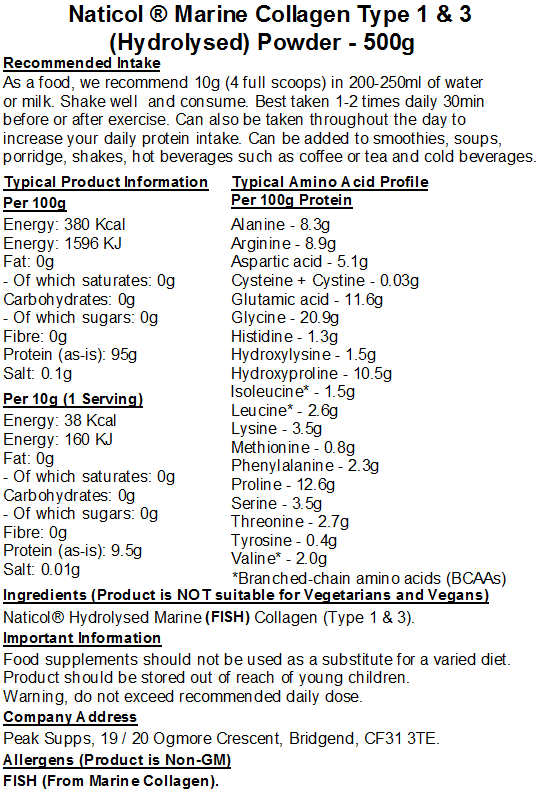 Naticol® Marine Collagen Type 1 & 3  (Hydrolysed) Powder
