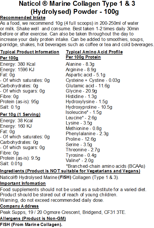 Naticol® Marine Collagen Type 1 & 3  (Hydrolysed) Powder