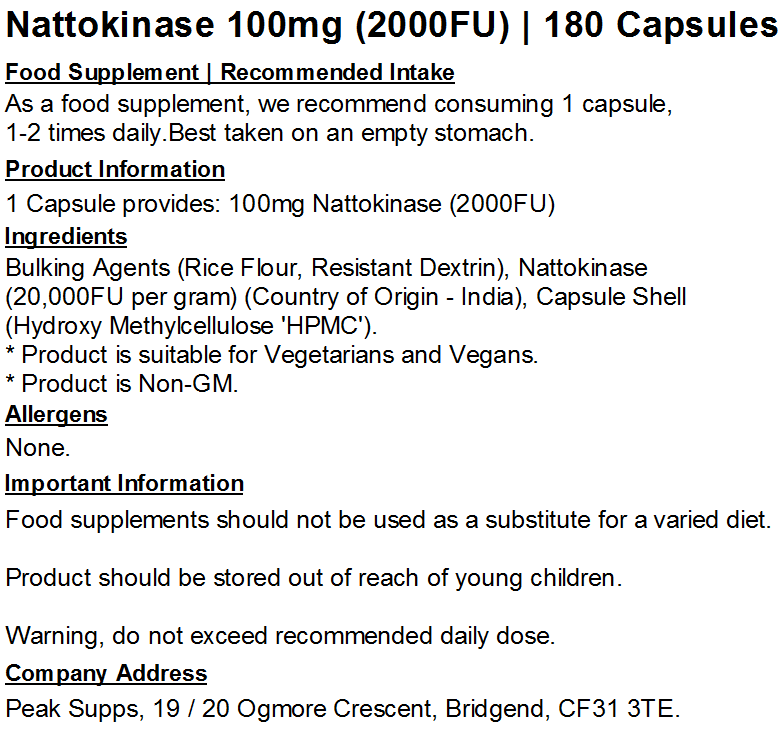 Nattokinase 100mg / 2000FU Capsules